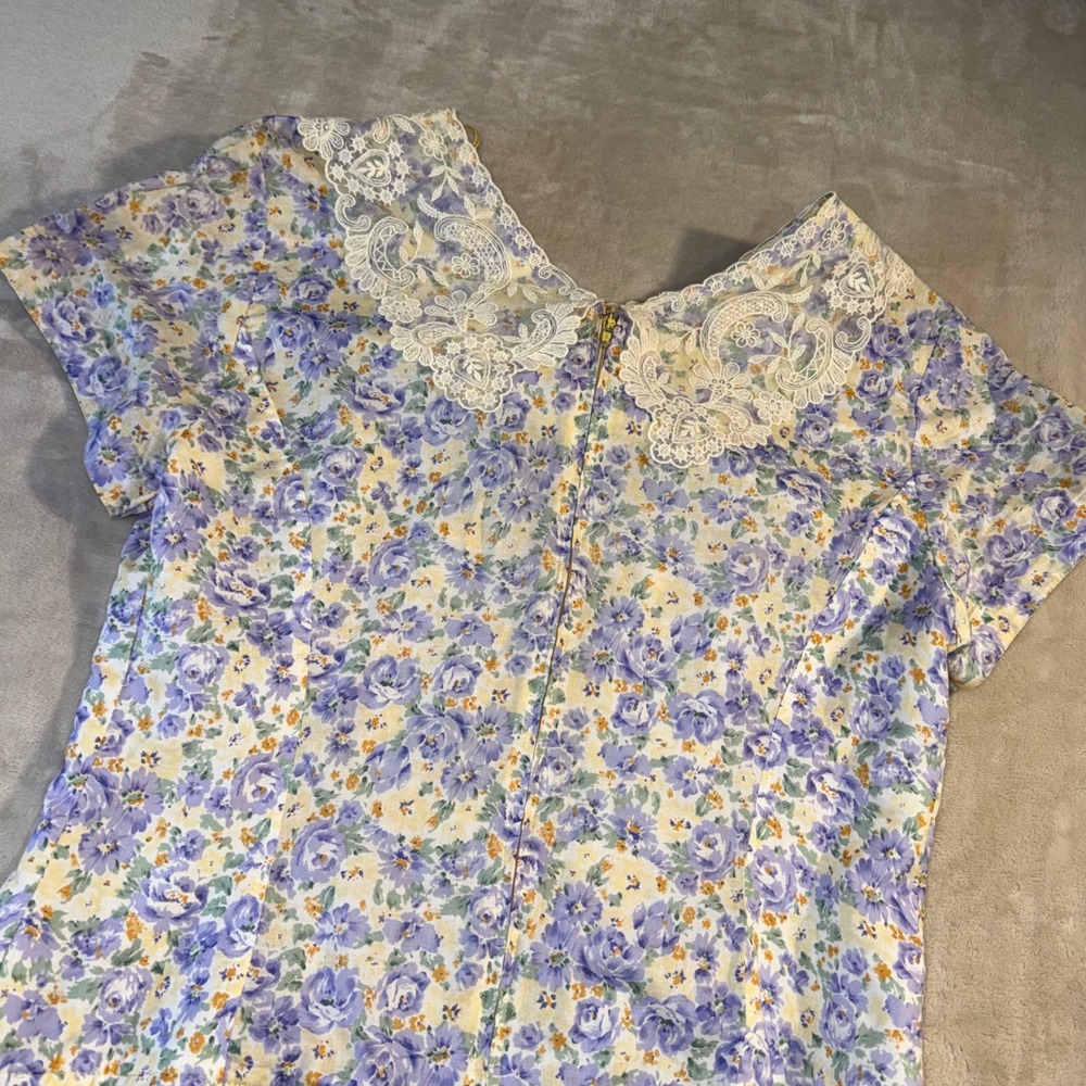 Donna Morgan Non Stop Vintage Floral Cotton Lace Midi Dress 13/14 Cottagecore - Picture 7 of 8